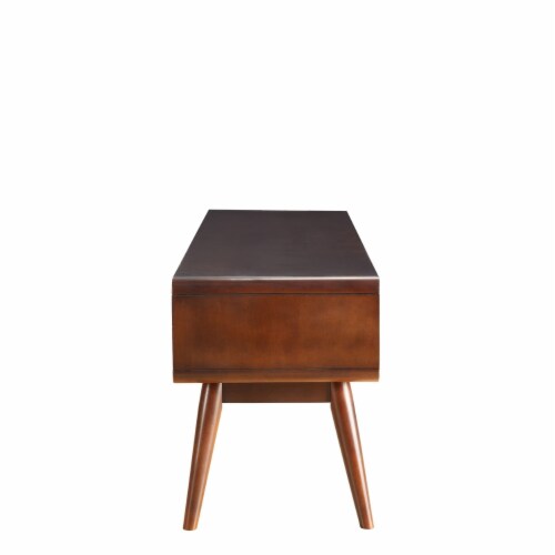ACME Christa 2-Drawer Wooden TV Stand in Espresso and White Perspective: top