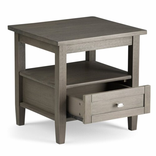 Simpli Home Warm Shaker Wood End Table - Farmhouse Gray Perspective: top