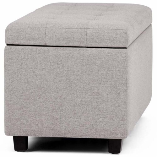 Cosmopolitan 34 in. W Rectangle Storage Ottoman in Cloud Gray Linen Look Fabric Perspective: top