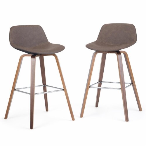 Randolph Modern wood Counter Height Stool (Set of 2) in Stone Gray Faux Leather Perspective: top