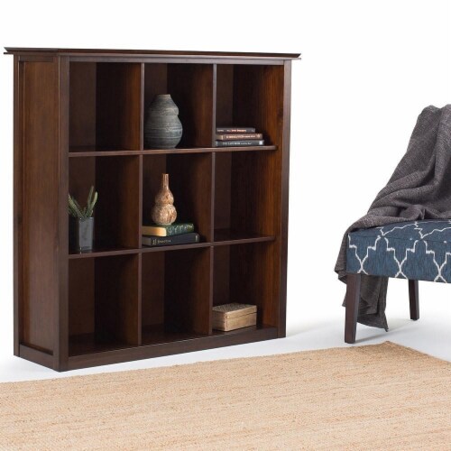 Simpli Home Artisan Wood Transitional 9 Cube Bookcase and Unit in Russet Brown Perspective: top
