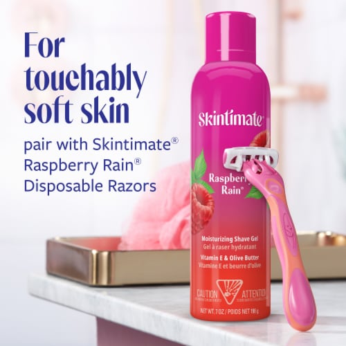 Skintimate Signature Scents Shave Gel for Women Moisturizing Raspberry Rain Scent Perspective: top