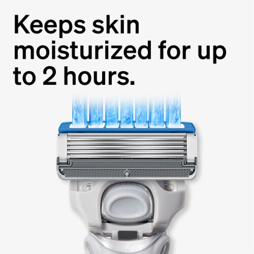 Schick Hydro Dry Skin 5-Blade Razor for Men + 3 Refills with Comfort Coating + Two Hour Moisturizing Perspective: top
