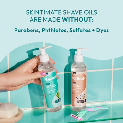 Skintimate 2 in 1 Shave Oil + Moisturizer Sensitive Skin Protects & Smooths Fragrance Free Perspective: top