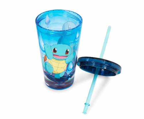 Pokemon Squirtle 16oz Plastic Carnival Cup Tumbler with Lid and Reusable Straw Perspective: top