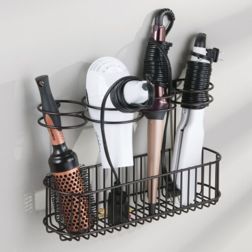 mDesign Metal Cabinet/Wall Mount Hair Care Styling Tool Storage Basket -  Bronze, 1 - Kroger