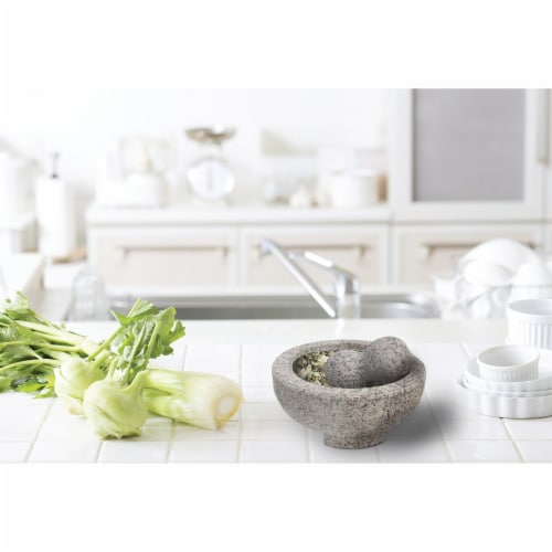 HealthSmart 8 Inch ranite Molcajete Set a Stylish Yet Durable Mortar  Pestle Set Perspective: top