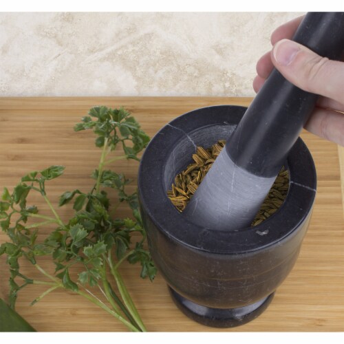 HealthSmart 4 Inch Wide 3.5 Inch Deep Black Marble Mortar and Pestle Perspective: top