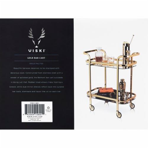 Viski 5891 Belmont Gold Bar Cart Perspective: top