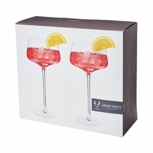 Viski Angled Crystal Amaro Spritz Glass Set Perspective: top