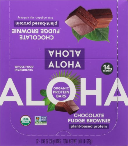 Aloha Organic Chocolate Fudge Brownie Protein Bars Case Perspective: top