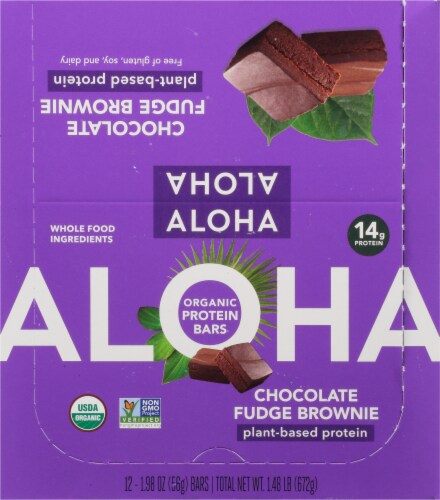 Aloha Organic Chocolate Fudge Brownie Protein Bars Case Perspective: top