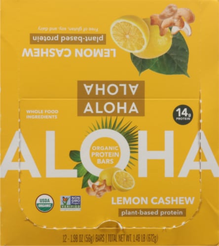 ALOHA Lemon Cashew Protein Bar Pack Perspective: top