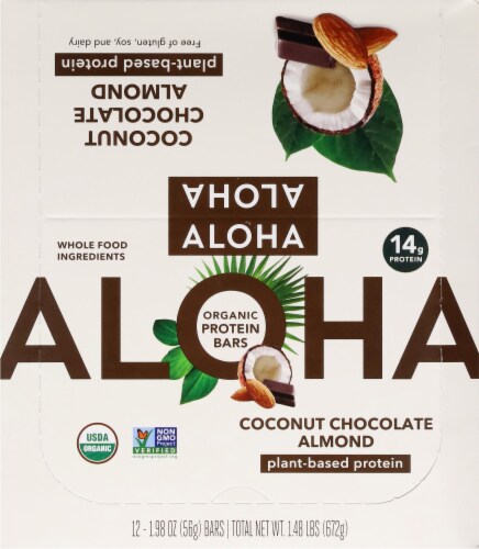 Aloha Coconut Chocolate Almond Plant-Based Protein Bars Perspective: top