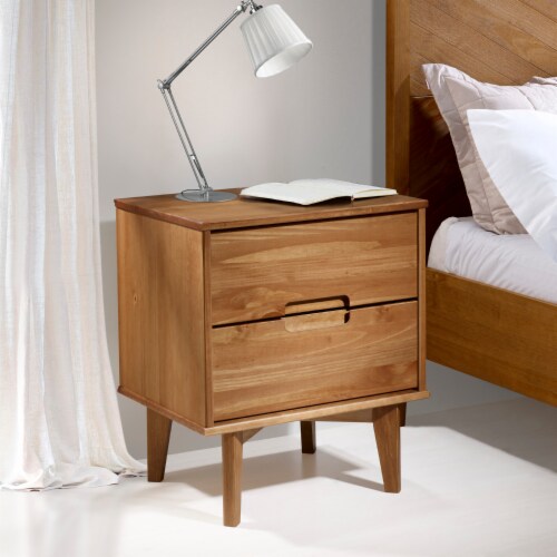 Walker Edison Mid Century Modern Wood 2 Drawer Nightstand in