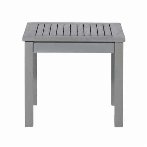 Walker Edison 20  Simple Outdoor Wood Patio End Table in Gray Wash Perspective: top