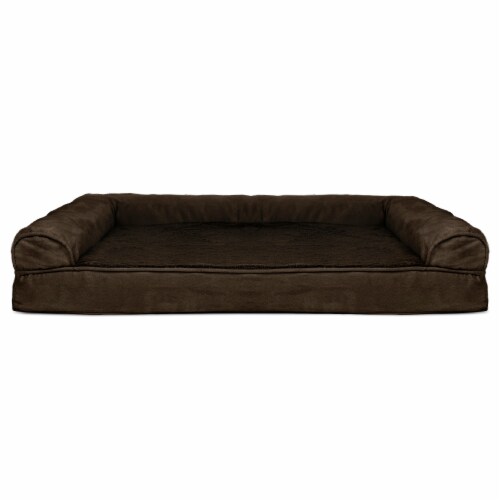 FurHaven Plush & Suede Memory Sofa Dog Bed|Jumbo, Espresso Perspective: top