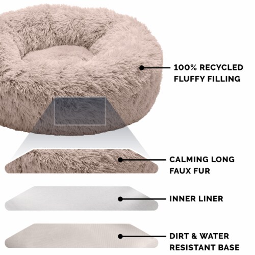 Furhaven™ Calming Cuddler Pet Bed - Taupe Perspective: top