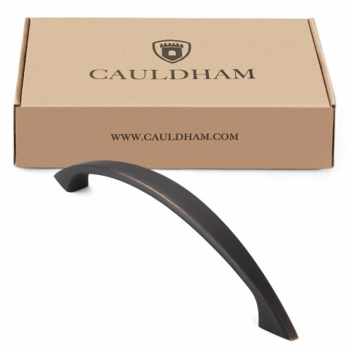 Solid Curved Oil Rubbed Bronze 5 Hole Centers Cabinet Pulls - 10 Pk Perspective: top