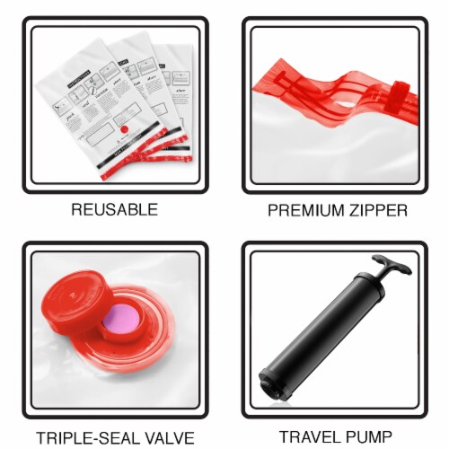 15 Pack Vacuum Space Storage Saver Bags with Travel Hand Pump Perspective: top