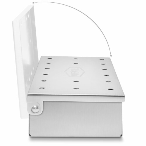 Stainless Steel BBQ Smoker Box with Hinged Lid for Wood Chips Perspective: top