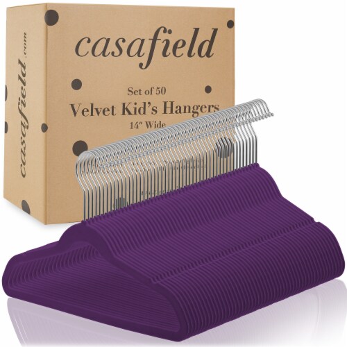 50 Purple Velvet 14  Kid's Hangers by Casafield Perspective: top