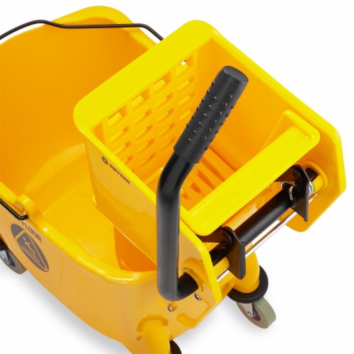 Dryser Commercial Mop Bucket with Side Press Wringer - 33 Quart, Yellow Perspective: top