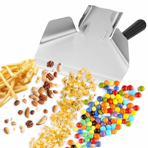 Commercial French Fry Scoop, Left - Stainless Steel Bagger & Scooper Perspective: top