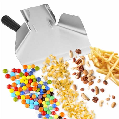 Commercial French Fry Scoop, Right - Stainless Steel Bagger & Scooper Perspective: top