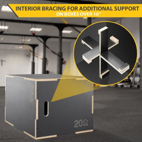 3 in 1 Non-Slip Plyo Box 20 x 18 x 16 , Gray, Jump Box for Training Perspective: top