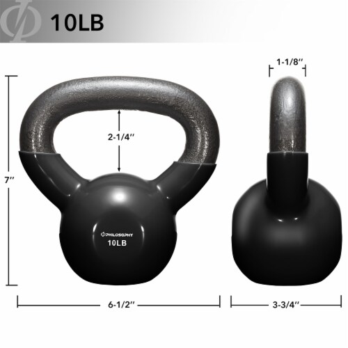 Philosophy Gym Vinyl Coated Cast Iron Kettlebell Weight 10 lbs - Black Perspective: top