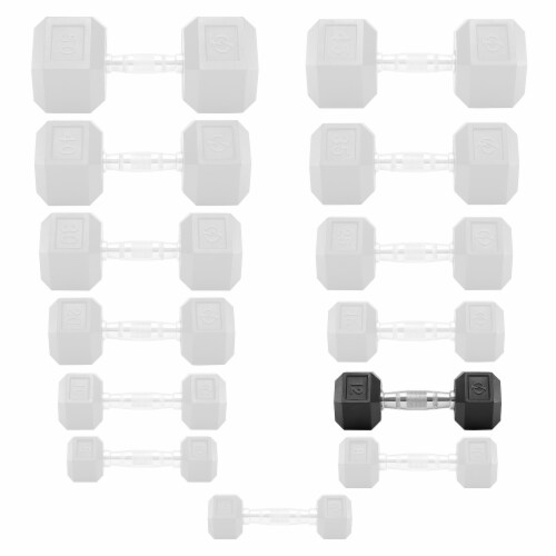 12 lb Pair Rubber Coated Hex Dumbbell, Cast Iron Hand Weight Set Perspective: top