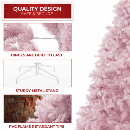 6FT Pink Spruce Artificial Holiday Christmas Tree with Metal Stand Perspective: top