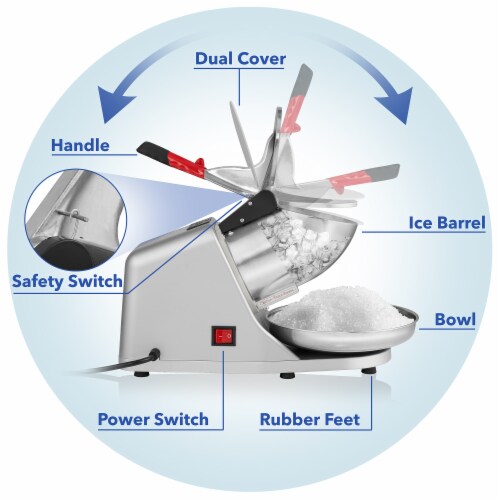 Ice Crusher Shaver Machine, Stainless Steel Blades for Snow Cones Perspective: top