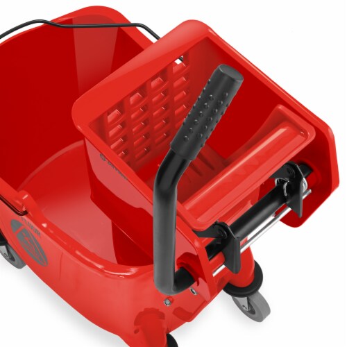 Dryser Commercial Mop Bucket with Side Press Wringer - 33 Quart, Red Perspective: top