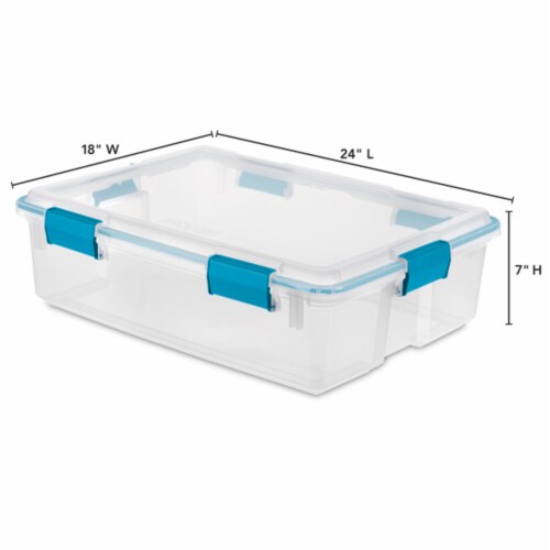Sterilite 37 Quart Clear Plastic Home Storage Tote Bin with Secure Lids, 8 Pack Perspective: top