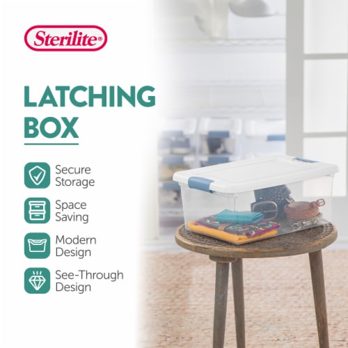 Sterilite Plastic 15 Quart Storage Box Container with Latching Lid