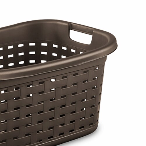 Sterilite Plastic Weave Laundry Organizer Storage Basket Tote, Espresso (6 Pack) Perspective: top