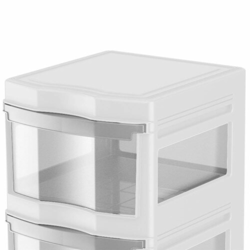Life Story Classic 3 Shelf Storage Organizer Plastic Drawers, White (4 Pack) Perspective: top