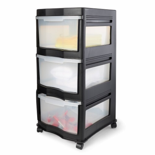 Life Story 3 Drawer Stackable Shelf Organizer Plastic Storage Drawers,  Black, 1 Piece - Fred Meyer