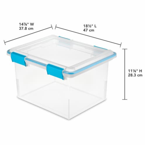 Sterilite Large 32 Qt Home Storage Container Tote with Latching Lids, (8 Pack) Perspective: top