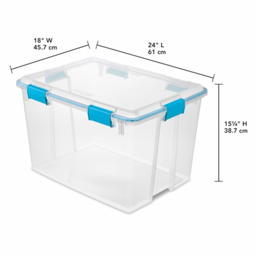 Sterilite 80-Qt Clear Plastic Stackable Storage Bin w/ Gasket Latch Lid, 8 Pack Perspective: top