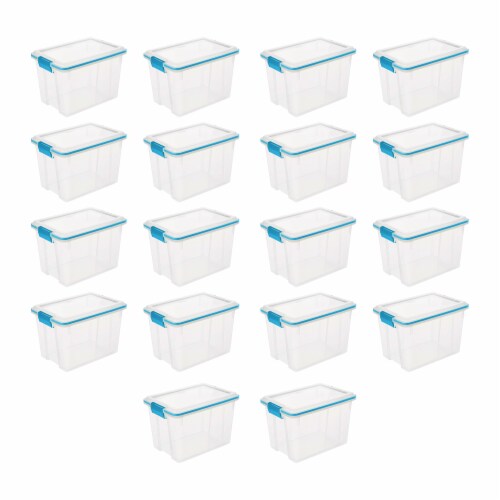 Sterilite Large 20 Qt Home Storage Container Tote with Latching Lids, (18 Pack) Perspective: top