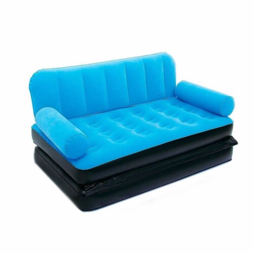 Bestway Multi-Max Inflatable Air Couch/Double Bed w/ AC Air Pump, Blue (2 Pack) Perspective: top