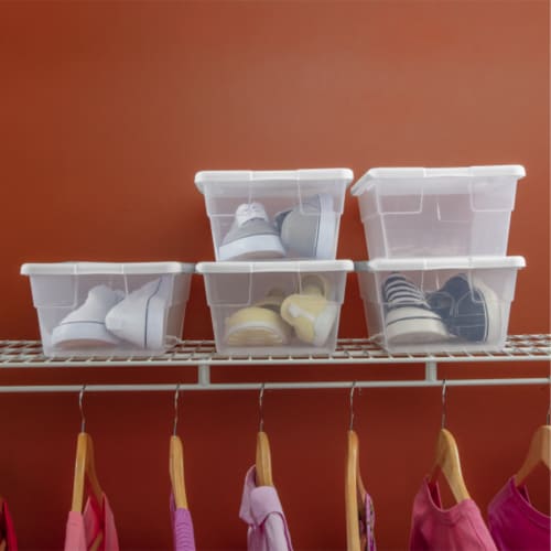 Sterilite 6 Qt Clear Plastic Stacking Storage Container Tote with Lid, 216 Pack Perspective: top