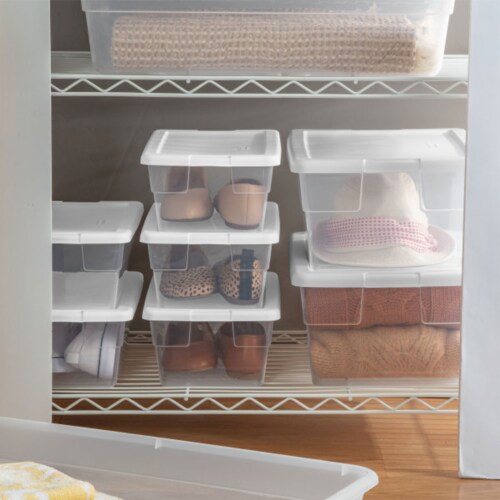 Sterilite 16 Quart Clear Plastic Stacking Storage Container Box w/ Lid, 48 Pack Perspective: top