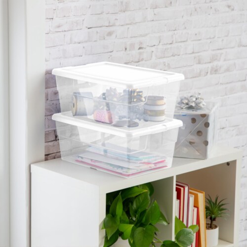 Sterilite 16 Quart Clear Plastic Stacking Storage Container Box w/ Lid, 144 Pack Perspective: top