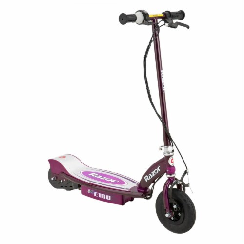 Razor E100 Kid Ride On 24V Motorized Electric Powered Scooters, Silver & Purple Perspective: top