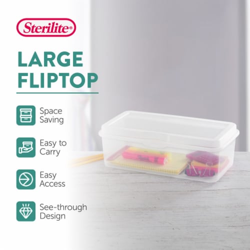 Sterilite Fliptop, Stackable Small Storage Bin With Hinging Lid