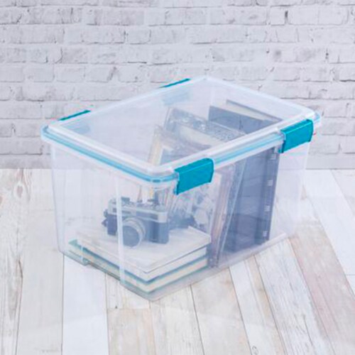 Sterilite 54Qt Clear Plastic Stackable Storage Bin w/ Gasket Latch Lid